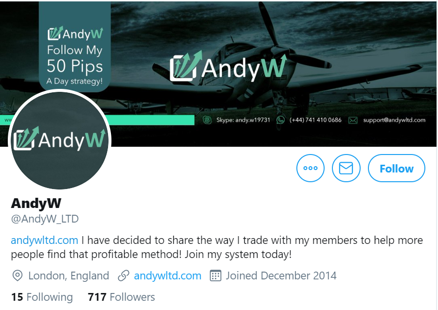 AndyW LTD Twitter page