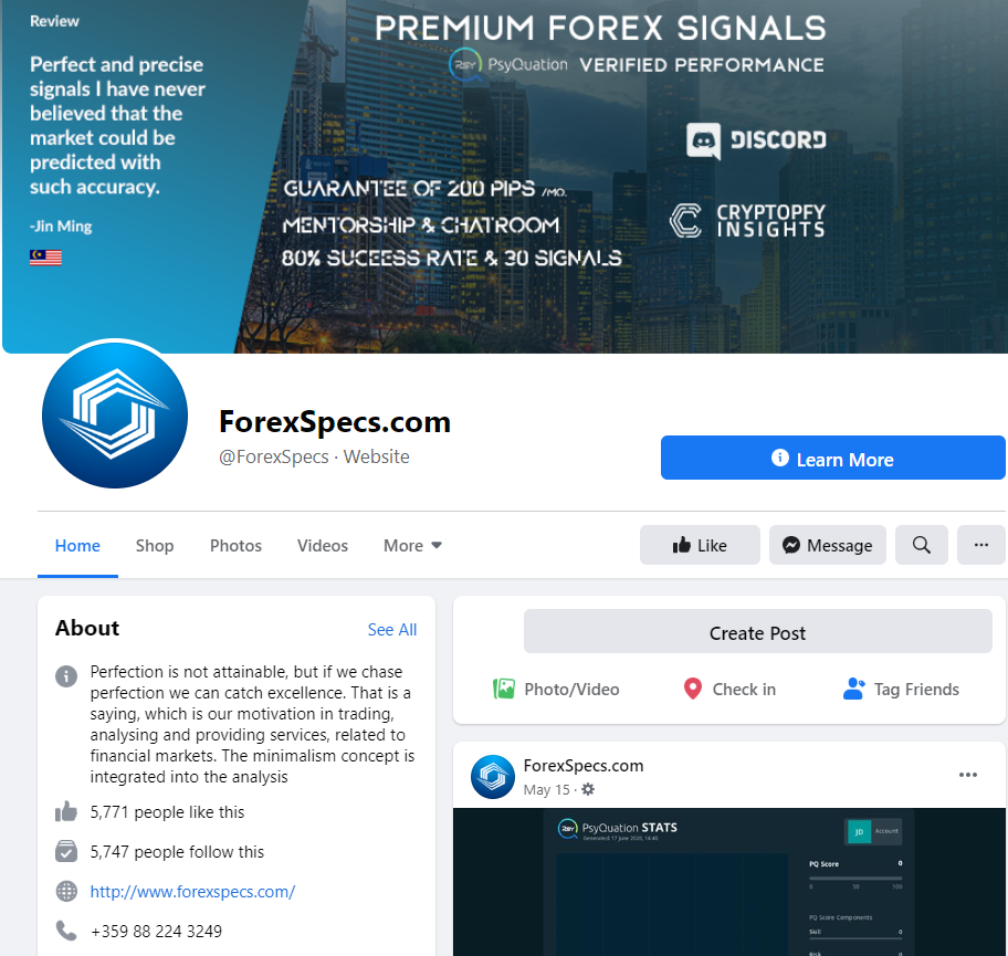 Forex Specs Social Network Profiles 