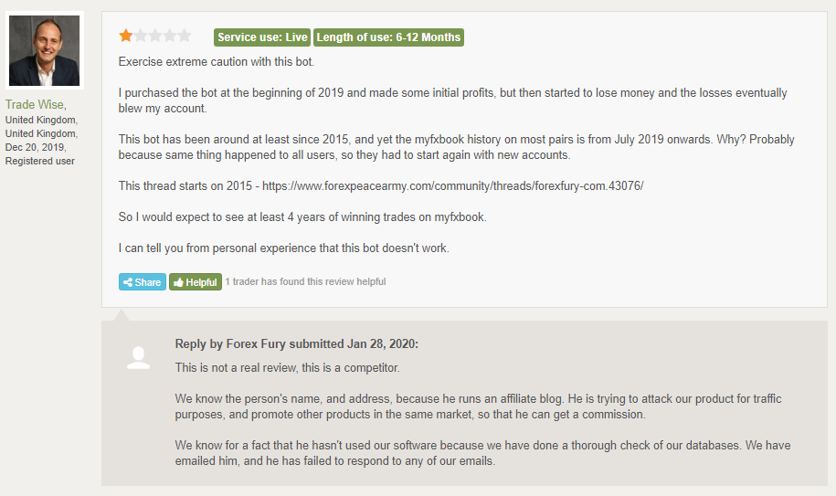 Forex Fury Customer Reviews