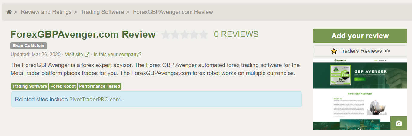 Forex GBP Avenger Customer Reviews