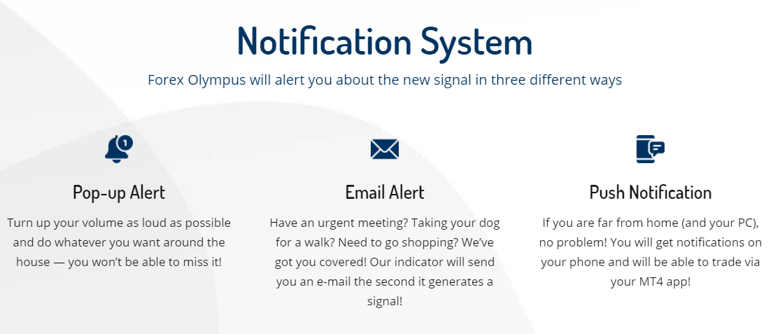 Forex Olympus - notification system