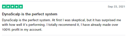 User review of Dynascalp on the Trustpilot site.