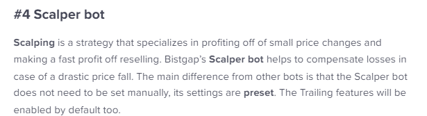 Bitsgap’s Scalper bot info.